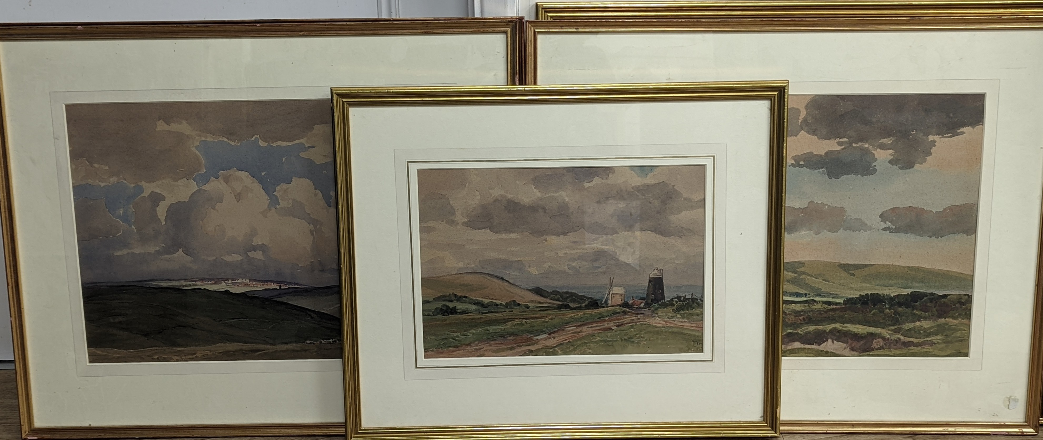 Walter Robert Stewart Acton (1879-1960), five watercolours, Views along the South Downs, largest 32 x 45cm